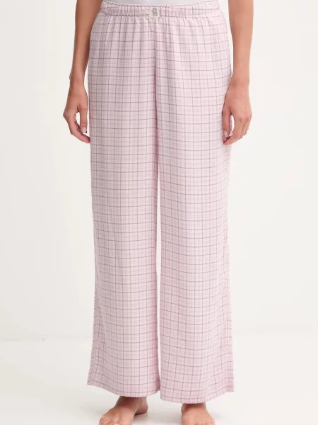 Долнище на пижама Hollister Co. розово