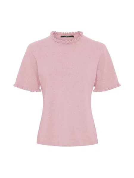 Sweter Btfcph z kaszmiru z falbankami różowy