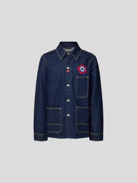 Kurtka jeansowa z wyhaftowanym logo Kenzo granatowa