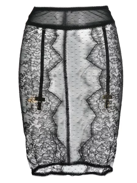 Fustă Maison Close cu model floral din dantelă negru