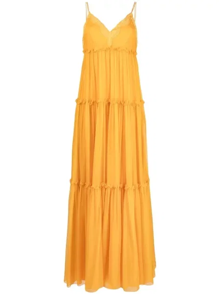 Rochie maxi Alberta Ferretti de mătase galben