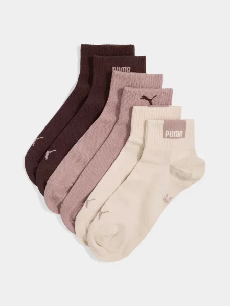 PUMA Unisex Logo Quarter 3p Набір шкарпеток Унісекс Комбінований верх бежевий