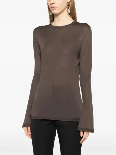 Sweter Tom Ford dzwony z rozszerzanymi rękawami brązowy