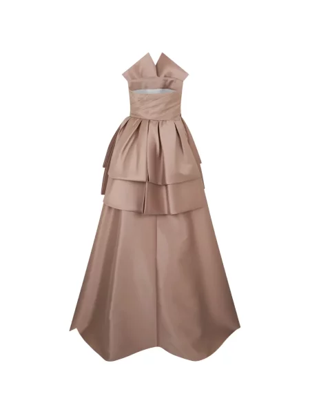 Rochie maxi Alberta Ferretti asimetrică maro