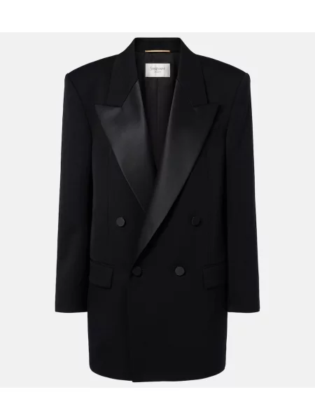 Marynarka Saint Laurent wełniana dwurzędowa czarna