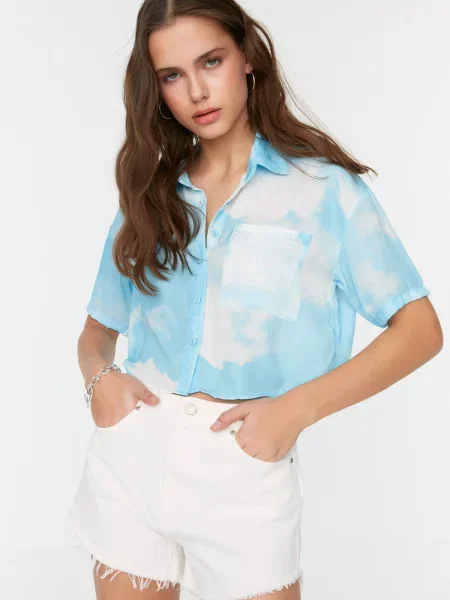 Pantaloni scurți din denim Trendyol alb