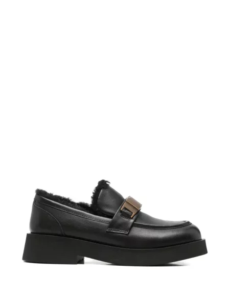 Pantofi loafer Sergio Moretti Firenze cu cataramă din piele de oaie negru