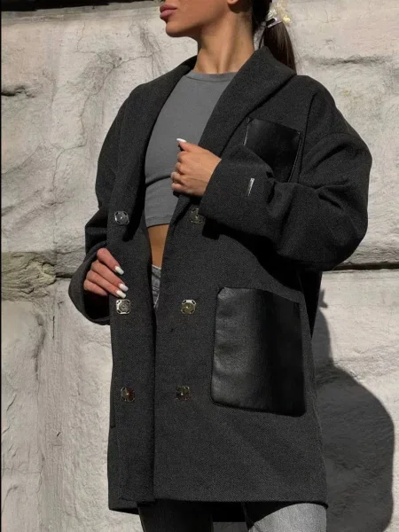 Шерстяное пальто D&v Couture серое