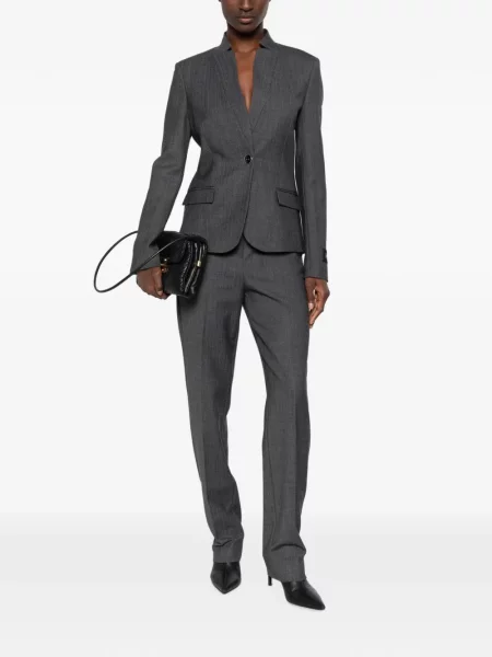 Pantaloni Pinko cu model herringbone cu autograf gri