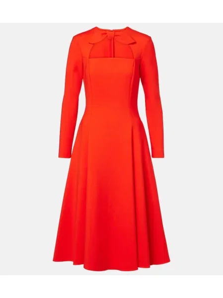 Sukienka koktajlowa Oscar De La Renta wełniana garniturowa czerwona
