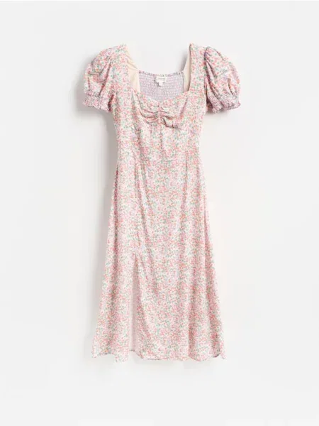 Reserved Rochie midi înflorată roz