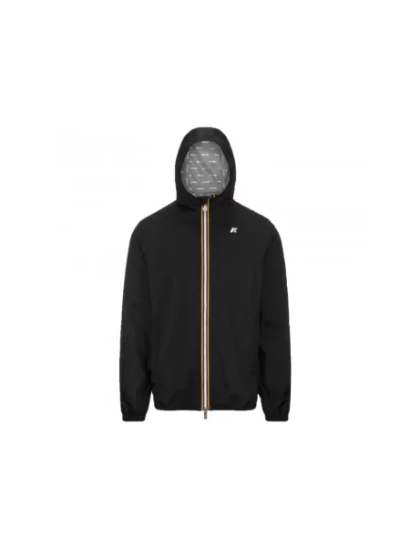 Kurtka K-way w grochy z kapturem ze stretchu czarna