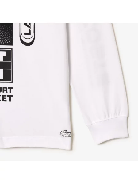 Lacoste Koszulka Loose Fit Z Nadrukiem René biała