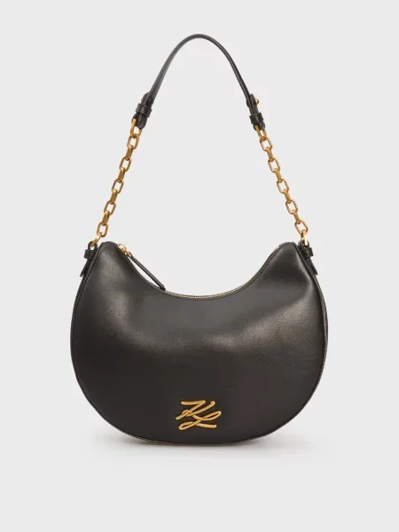 Кожаная сумка Karl Lagerfeld K/Autograph с автографом черная