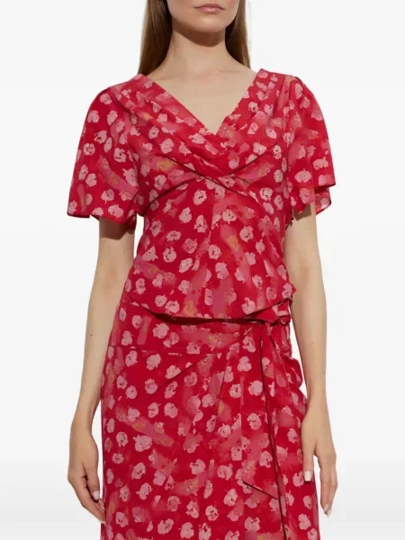 Bluză Isabel Marant cu model floral cu imagine roșu