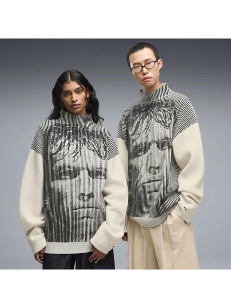 PUMA Bluza unisex KING Knit z okrągłym dekoltem Odzież S biały