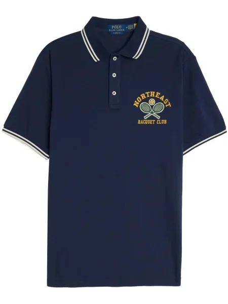 Haftowane сhinosy Polo Ralph Lauren z twillu do biegania niebieskie