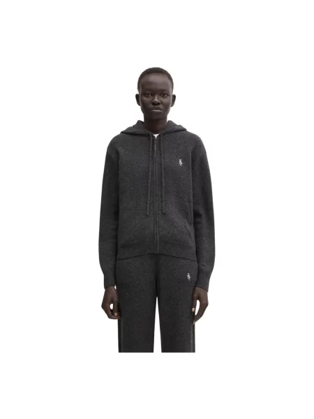 Sporty & Rich bluza wełniana SRC Cashmere z kapturem gładka szary