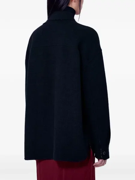 Vlněná reverzibilní péřová bunda Max Mara černá