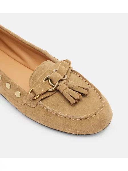 Semišové loafersy Isabel Marant s cvočkami béžová