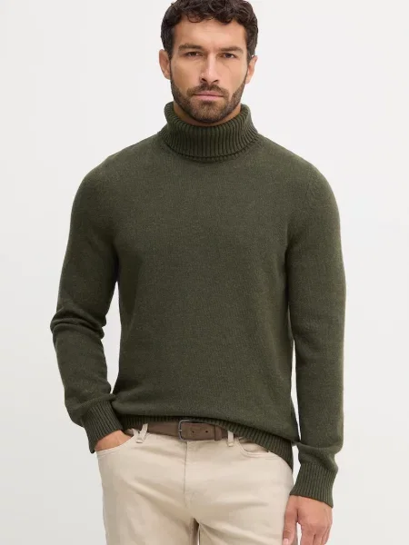 Barbour pulover de lână cu guler verde