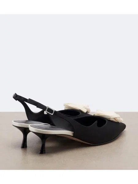 Pantofi cu toc Roger Vivier din satin slingback negru