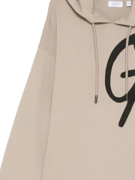 Hanorac cu glugă Off-white cu autograf cu cordon alb