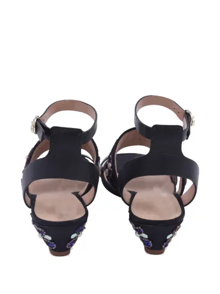 Sandály Tory Burch na klínovém podpatku s korálky černé