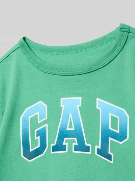 Koszulka z nadrukiem logo krój regular fit Gap zielona