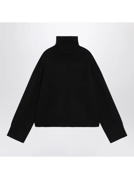 Lniany sweter z golfem Loulou De Saison czarny