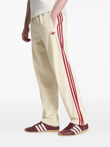 Pantaloni Adidas alergare din jerseu roșu