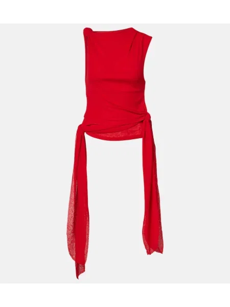 Top Ganni asimetric roșu