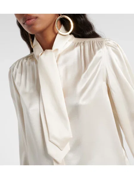 Bluză Saint Laurent din satin alb