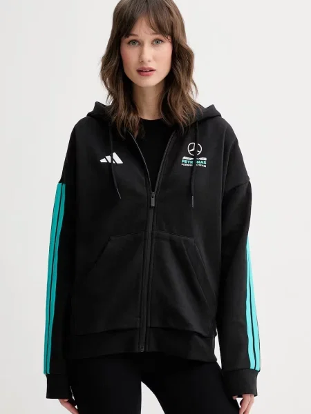 Adidas bluza z kapturem z bawełną x Mercedes czarna