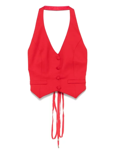 Top Nissa cu gât halter roșu