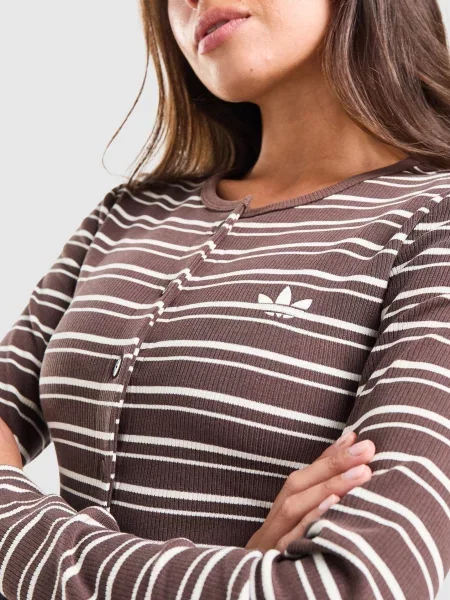 Adidas T-Shirt Rib Button Down brązowa