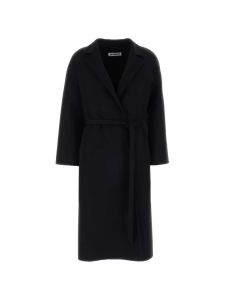 Cu centură palton Jil Sander de lână albastru