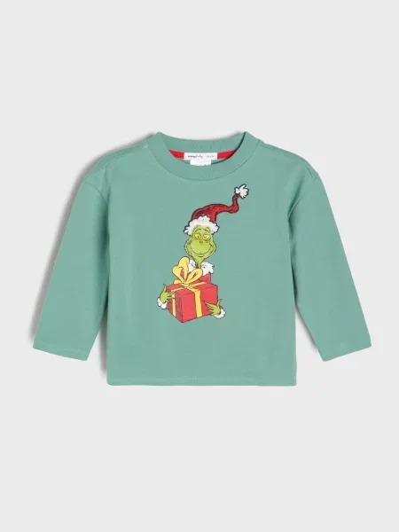 Sinsay Tričko S Potiskem Grinch green spruce zelené
