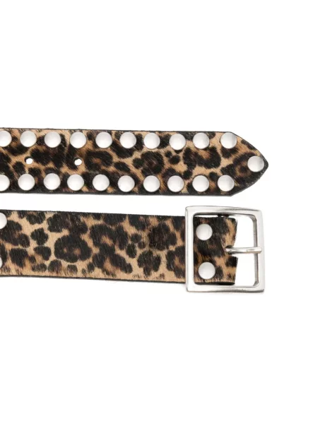 Curea Golden Goose cu model leopard cu tepi auriu