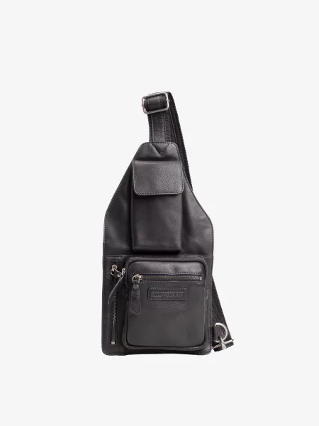 Кожаная сумка через плечо Hill Burry черная