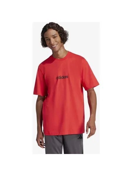 Koszulka Adidas Essentials Linear Single Jersey krótki rękaw czerwony XS czarny