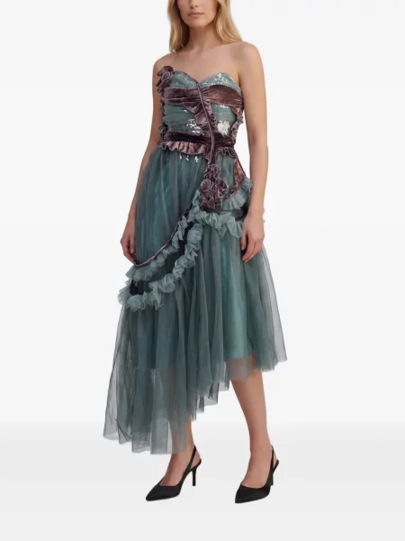 Rochie midi Maison Margiela de catifea albastru