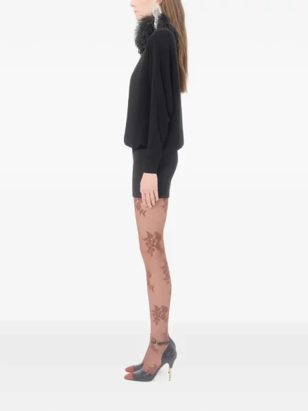 Rochie mini Valentino Garavani de mătase cu pene negru
