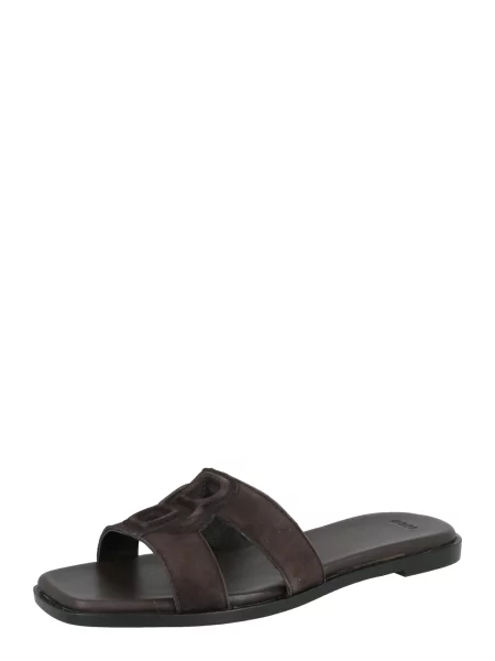 BOSS BLACK Șlapi | piele întoarsă maro