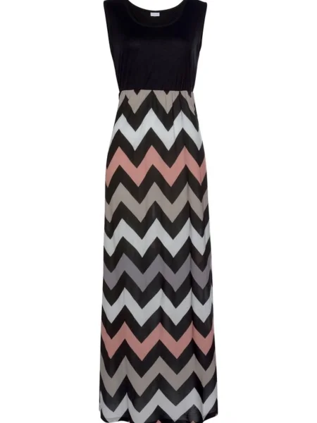 LASCANA Obleka siva / svetlo roza / črna bela