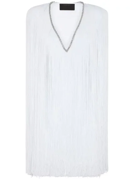 Rochie mini Philipp Plein cu decolteu în V de costum alb