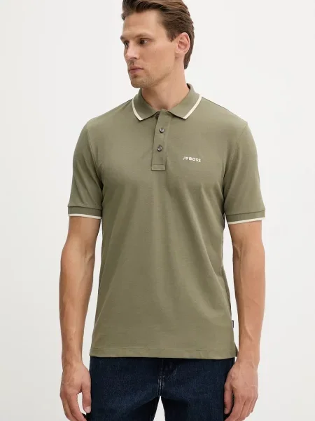 BOSS polo gładki zielony