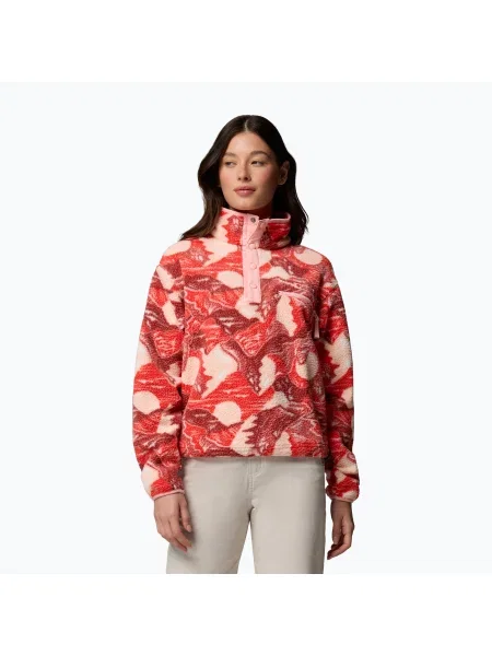 Bluză polar pentru femei Columbia Helvetia II Printed Cropped Half Snap poppy red/sunscape roșu