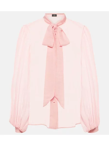 Bluză Etro cu funde de mătase roz