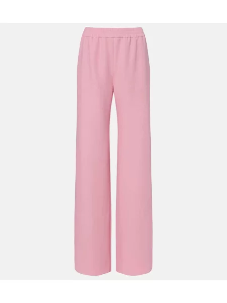 Pantaloni Valentino de mătase cu picior lat roz